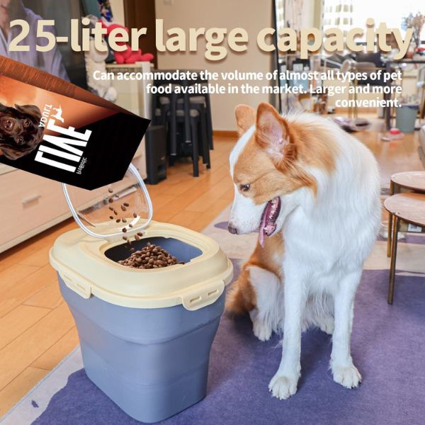 מיכל אחסון מתקפל איכותי לאוכל + כף - 25 ליטר - Image 7
