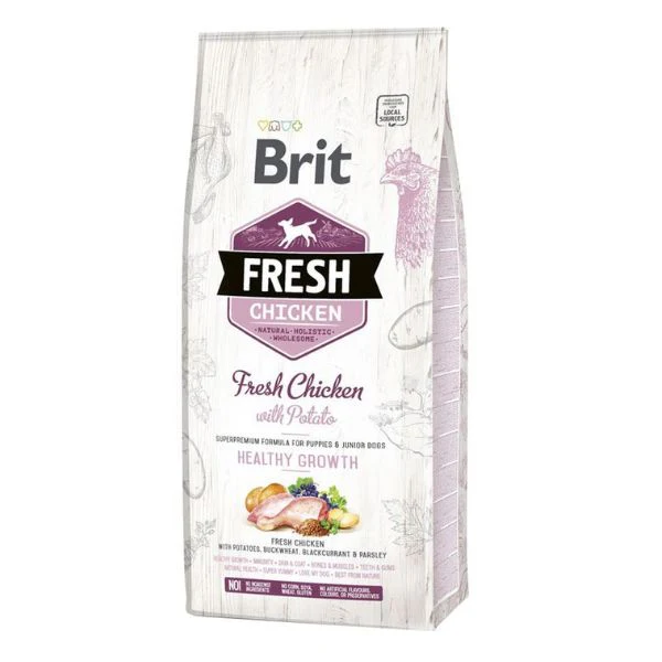 בריט פרש כלב עוף ותפו"א *גורים*- 12 ק”ג Brit Fresh