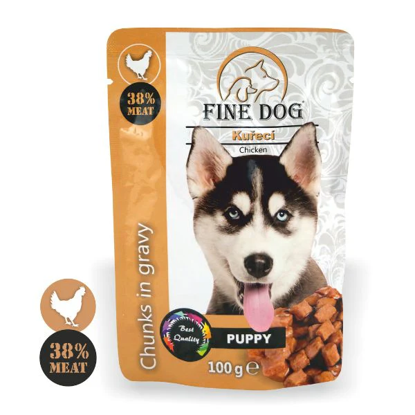 Fine dog מעדן פאוץ לכלבים עם עוף לגורים - 100 גרם - Image 2